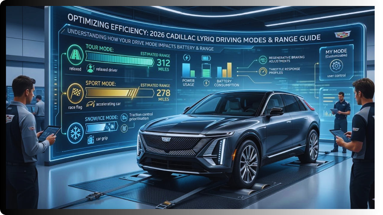 do the driving modes in cadillac lyriq offer different ranges or battery usages?